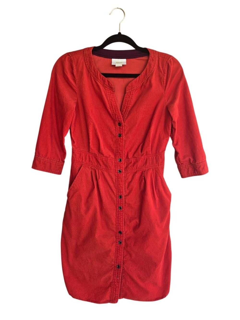 Maeve by Anthropologie Corduroy Anaheim Cotton Shirtdress Orange Women's 0